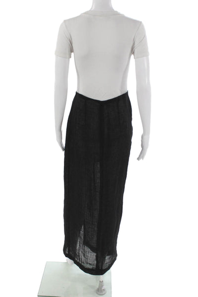 Lisa Marie Fernandez Women Maxi Skirt Black Linen Blend Zip Size 1