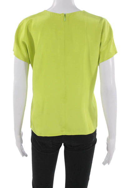 Carolina Herrera Women Silk Green Round Neck Short Sleeve Basic Blouse Size 6