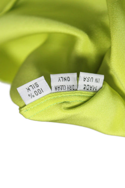 Carolina Herrera Women Silk Green Round Neck Short Sleeve Basic Blouse Size 6