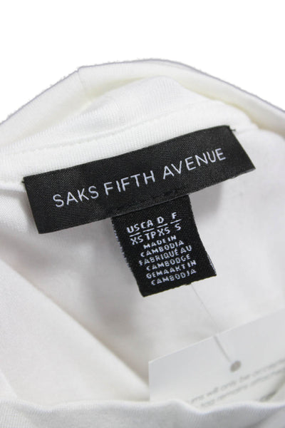 Saks Fifth Avenue Womens Basic Mock Neck Short Sleeve T-Shirt White Size XS