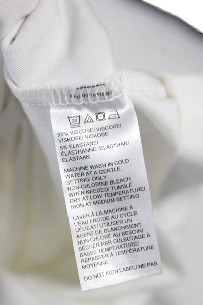 Saks Fifth Avenue Womens Basic Mock Neck Short Sleeve T-Shirt White Size XS