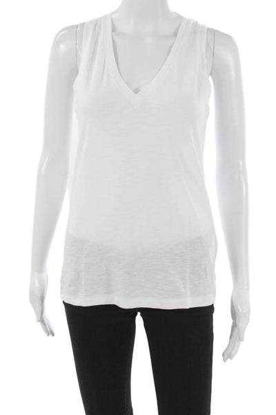 Madewell Womens Basic V-Neck Cotton Tank Sleeveless White Size 2XS