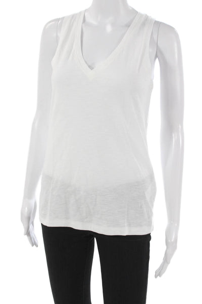 Madewell Womens Basic V-Neck Cotton Tank Sleeveless White Size 2XS
