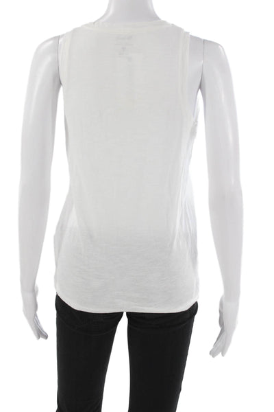 Madewell Women White V-Neck Sleeveless Basic Tank Organic Cotton Size 2XS