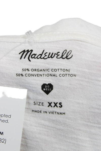 Madewell Women White V-Neck Sleeveless Basic Tank Organic Cotton Size 2XS