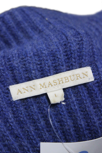 Ann Mashburn Womens Blue Super Geelong Wool Mock Neck Pullover Sweater Size L