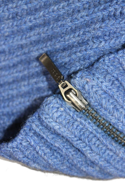 Ann Mashburn Womens Blue Super Geelong Wool Mock Neck Pullover Sweater Size L