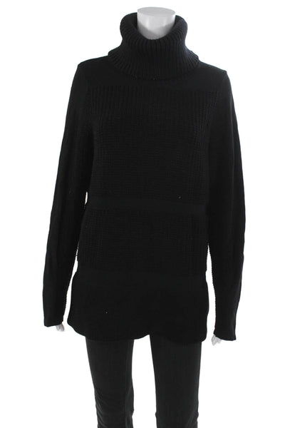 Helmut Lang Women Pullover Sweater Turtleneck Black Viscose Long Sleeve Size M