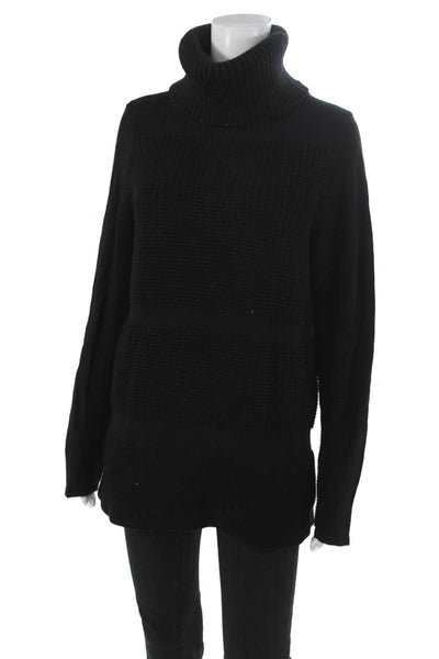 Helmut Lang Women Pullover Sweater Turtleneck Black Viscose Long Sleeve Size M