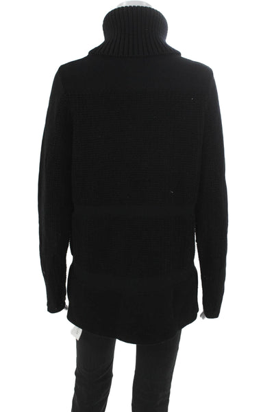 Helmut Lang Women Pullover Sweater Turtleneck Black Viscose Long Sleeve Size M
