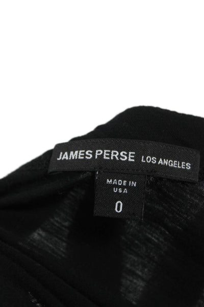 James Perse Womens Black Cotton V Neck Long Sleeve Shirt Size 0