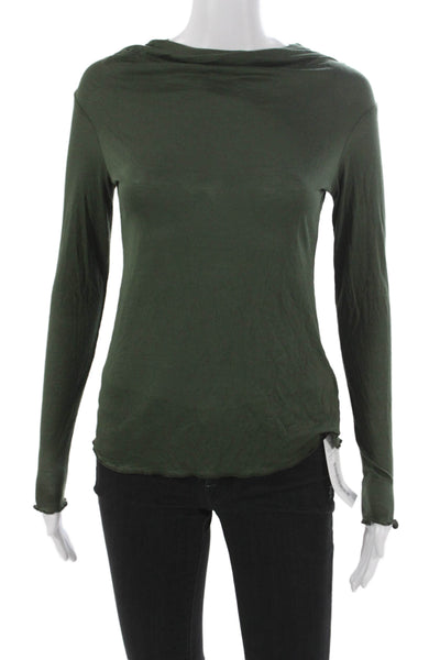 Jason Wu Womens Viscose Solid Crew Neck Long Sleeve Shirt Size XS