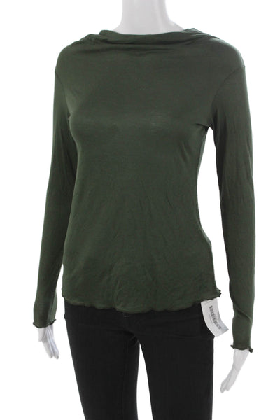 Jason Wu Womens Viscose Solid Crew Neck Long Sleeve Shirt Size XS