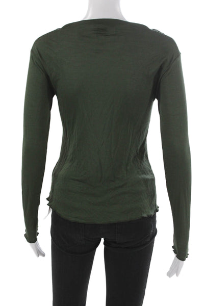 Jason Wu Womens Viscose Solid Crew Neck Long Sleeve Shirt Size XS