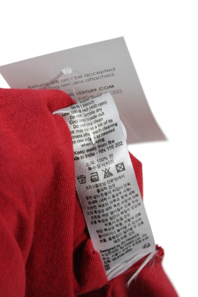 Zadig & Voltaire Women Shirt Red Cotton V Neck Graphic Short Sleeve Size XS