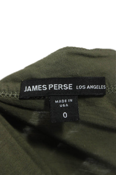 James Perse Women Green V Neck Short Sleeve Solid Cotton Shirt Size 0