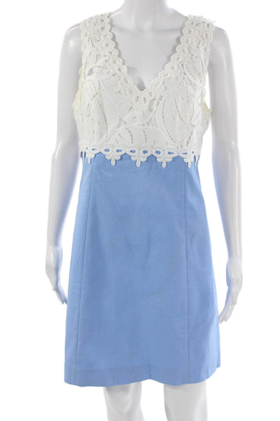 Lilly Pulitzer Womens Dress White Cotton V Neck Sleeveless Short Size 10