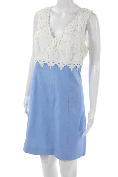 Lilly Pulitzer Womens Dress White Cotton V Neck Sleeveless Short Size 10