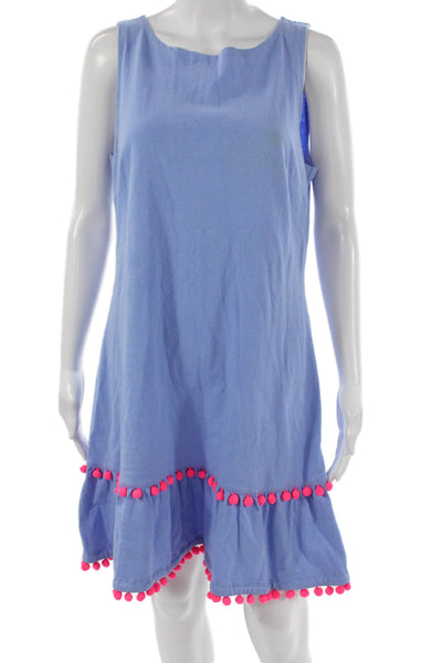 STS Sail To Sable Women Blue Cotton Boat Neck Sleeveless Short Dress Size M