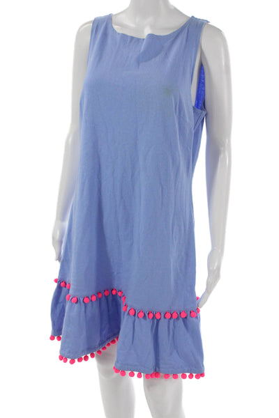 STS Sail To Sable Women Blue Cotton Boat Neck Sleeveless Short Dress Size M