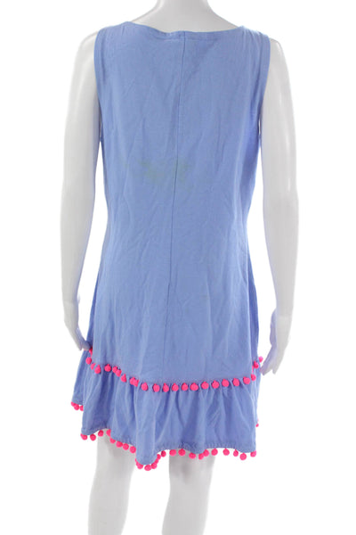 STS Sail To Sable Women Blue Cotton Boat Neck Sleeveless Short Dress Size M