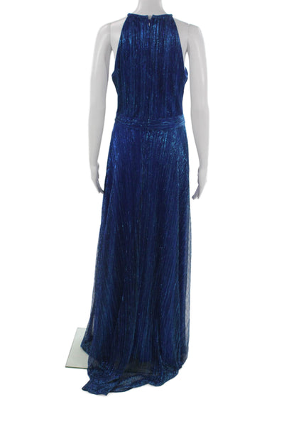Betsey & Adam Womens Blue Sleeveless High Neck Long Polyester Dress Size 10