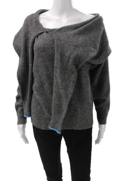 Zara Womens Pullover Boat Neck Long Sleeve Gray Elastane Size S