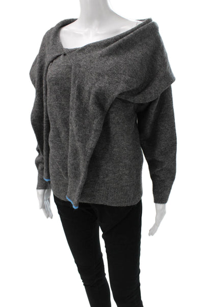 Zara Womens Pullover Boat Neck Long Sleeve Gray Elastane Size S