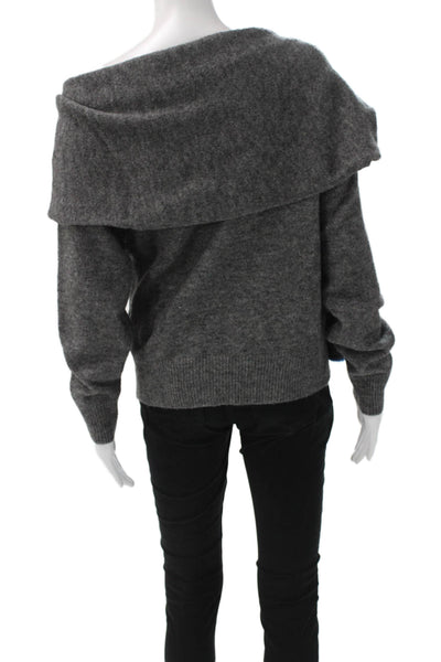 Zara Womens Pullover Boat Neck Long Sleeve Gray Elastane Size S