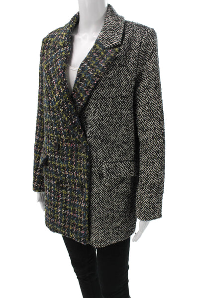 Driftwood Women Multicolor Patchwork Overcoat Button Long Sleeve Size S