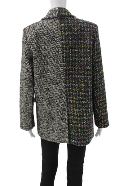 Driftwood Women Multicolor Patchwork Overcoat Button Long Sleeve Size S