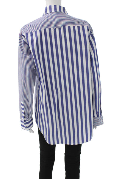 Solid & Striped Womens Blue Striped Cotton Collared Button Up Blouse Size S