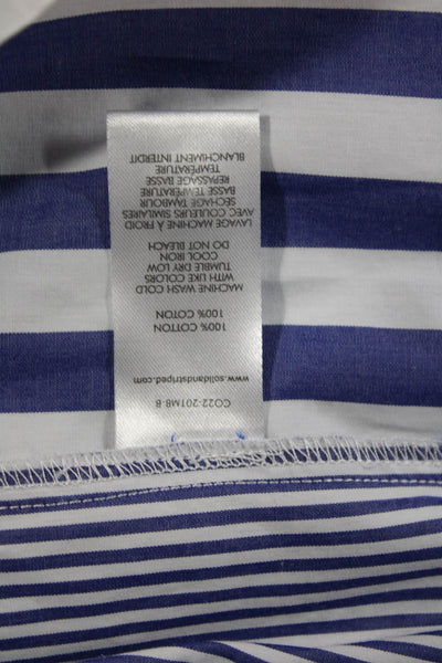 Solid & Striped Womens Blue Striped Cotton Collared Button Up Blouse Size S