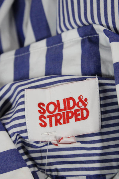 Solid & Striped Womens Blue Striped Cotton Collared Button Up Blouse Size S