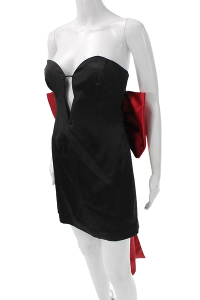 Bardot Womens Black V Neck Sleeveless Mini Dress Zip Polyester Size 4