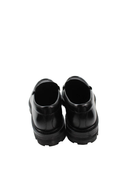 Celine Womens Leather Silver Tone Logo Loafers Black Size 36.5 6.5