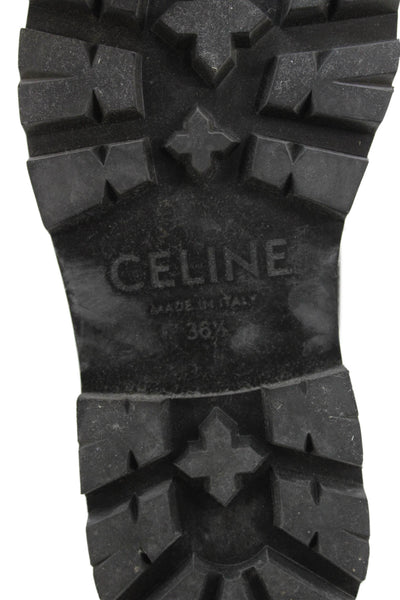 Celine Womens Leather Silver Tone Logo Loafers Black Size 36.5 6.5