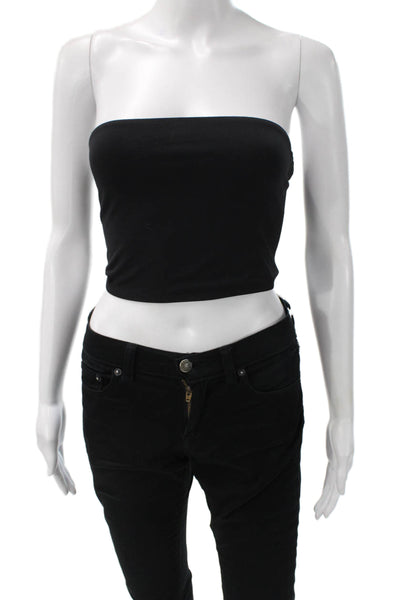Splits59 Womens Off Shoulder Sleeveless Tube Top Black Polyester Size S
