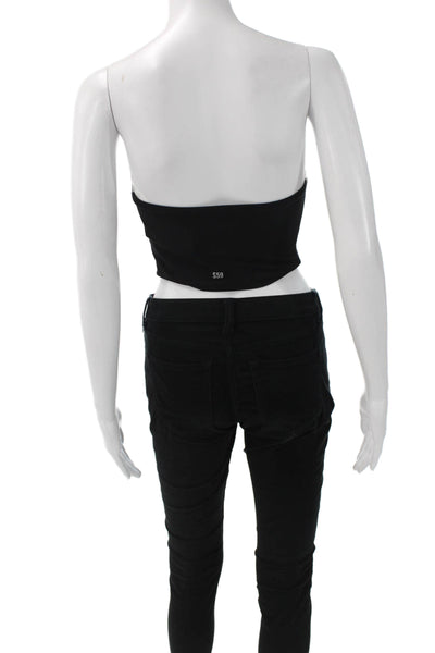 Splits59 Womens Off Shoulder Sleeveless Tube Top Black Polyester Size S