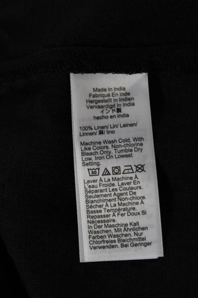 J Crew Womens Shift Dress Black 100% Linen Sleeveless Round Neck Button Size XS