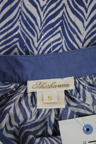 Shoshanna Womens Blue Chevron Cotton Shift Dress 3/4 Sleeve Size S
