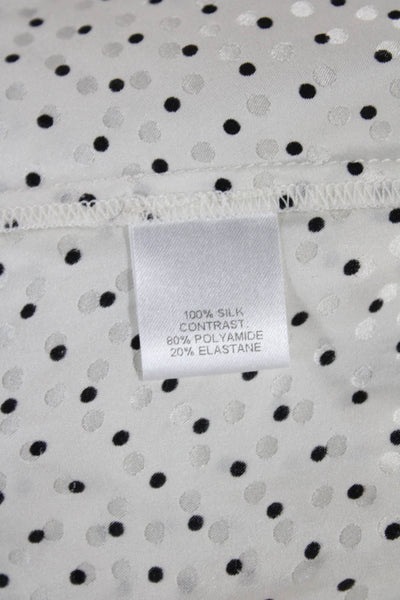 Michelle Mason Womens Silk Polka Dot V-Neck Camisole White Sleeveless Size 4