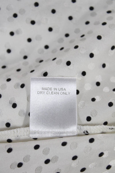 Michelle Mason Womens Silk Polka Dot V-Neck Camisole White Sleeveless Size 4