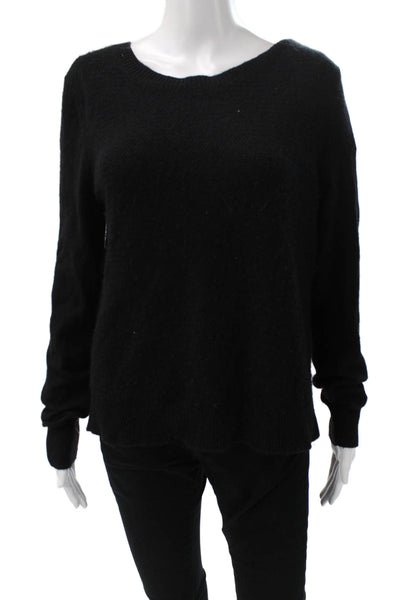 360 Cashmere Womens Pullover Sweater Black 100% Cashmere Round Neck Size S