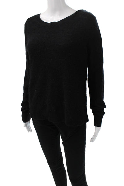360 Cashmere Womens Pullover Sweater Black 100% Cashmere Round Neck Size S