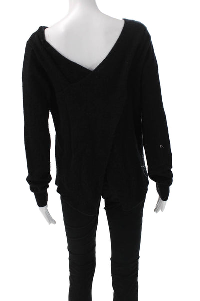 360 Cashmere Womens Pullover Sweater Black 100% Cashmere Round Neck Size S