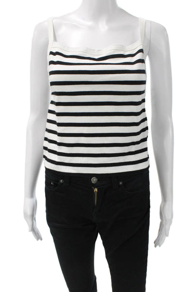 La Ligne Womens Striped Cotton Square Neck Sleeveless Tank Black Size S