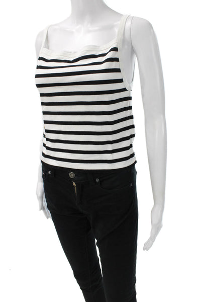 La Ligne Womens Striped Cotton Square Neck Sleeveless Tank Black Size S