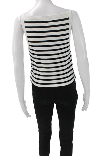 La Ligne Womens Striped Cotton Square Neck Sleeveless Tank Black Size S