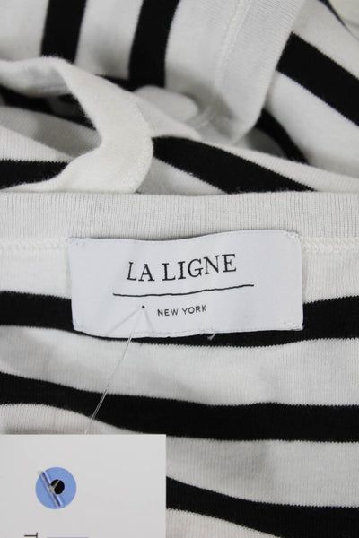 La Ligne Womens Striped Cotton Square Neck Sleeveless Tank Black Size S